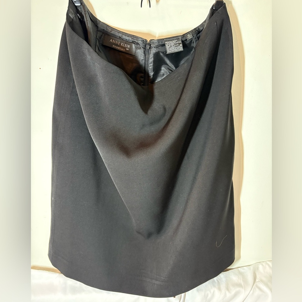 Anne Klein Essentials Suit Black classic slim Satin-Lined Skirt